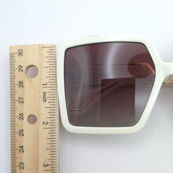 QUAY Australia Almost Ready 1217 Oversized Sunglasses Ivory Brown Polarized - Picture 11 of 15